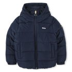 Long-Sleeved Puffer Jacket, NAVY, hi-res