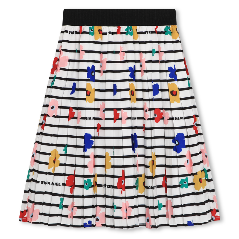 Long Printed Pleated Skirt