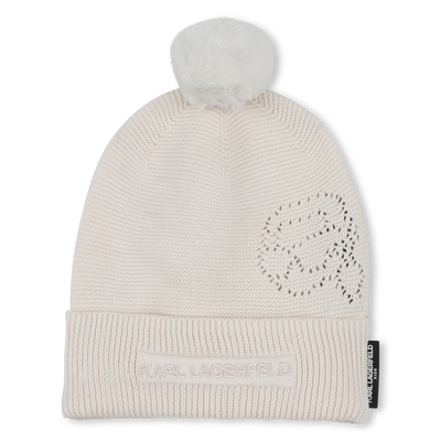 Knitted hat with pompom KARL LAGERFELD KIDS UNISEX