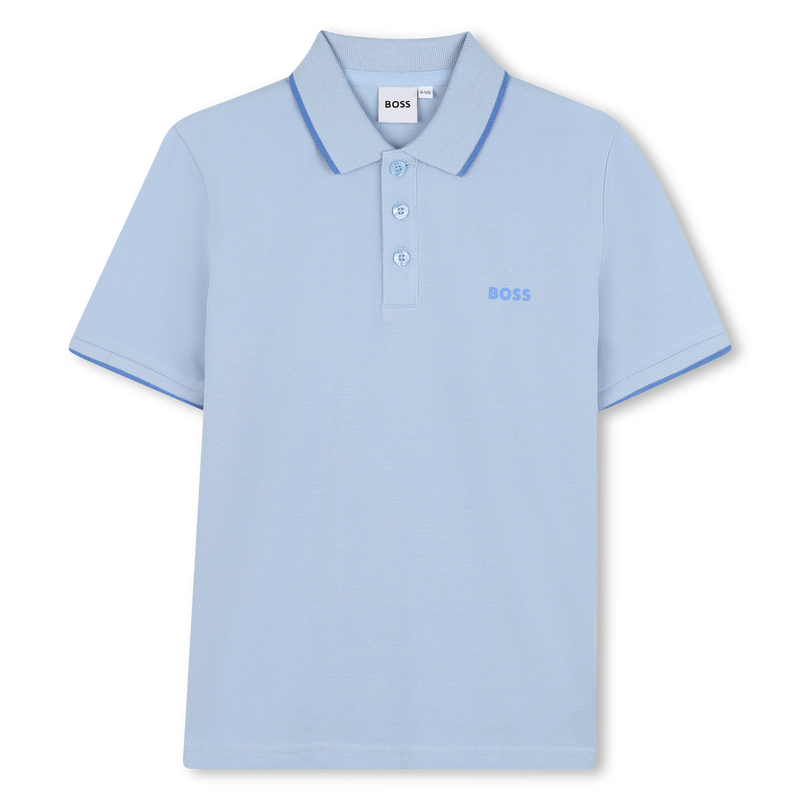 Plain cotton piqué polo shirt BOSS 
                    BOY