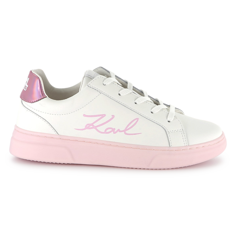 Lace-up leather sneakers KARL LAGERFELD KIDS 
                        GIRL