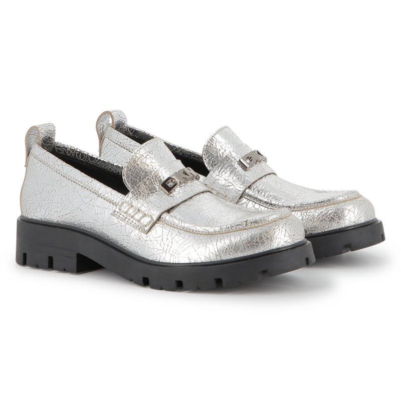 Metallic cowhide leather loafers DKNY 
                        GIRL