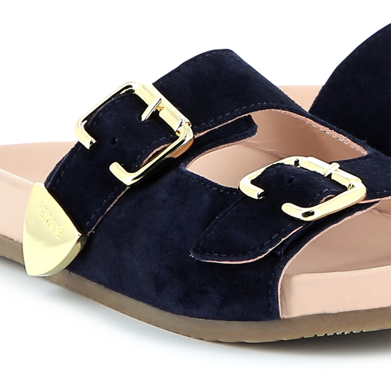 Buckled leather slides CHLOE 
                    GIRL