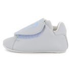 Baby booties in cowhide leather, PALE BLUE, hi-res