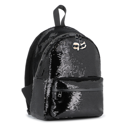Backpack embellished with shiny sequins KARL LAGERFELD KIDS GIRL