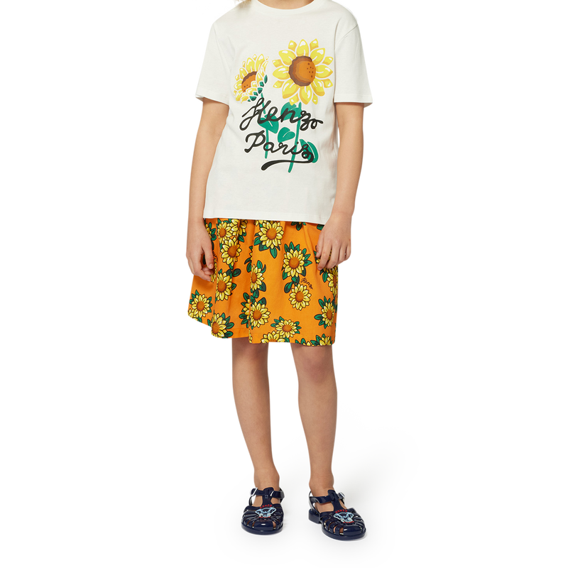Cotton satin printed skirt KENZO KIDS 
                        GIRL