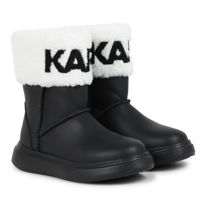 KARL LAGERFELD KIDS Cuffed Leather Ankle Boots