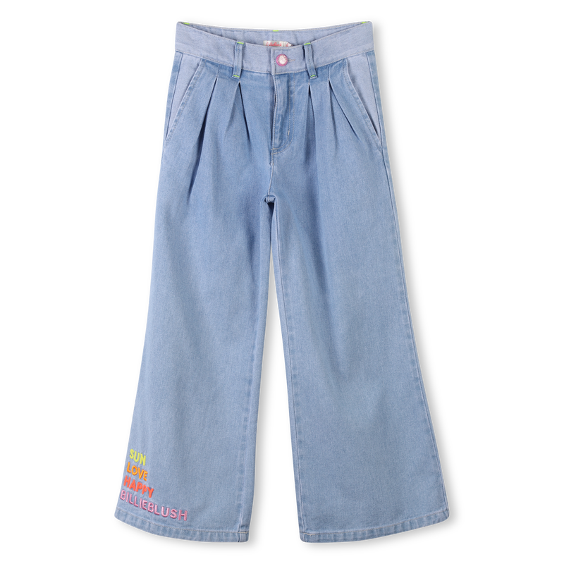Wide embroidered cotton jeans BILLIEBLUSH 
                        GIRL