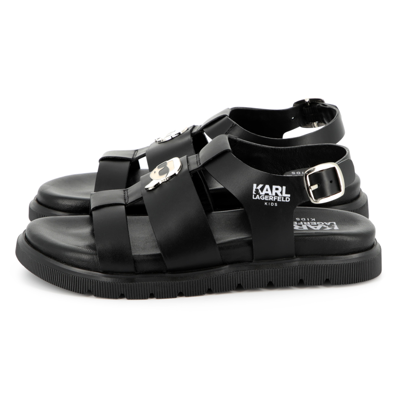 Buckled leather sandals KARL LAGERFELD KIDS 
                        GIRL