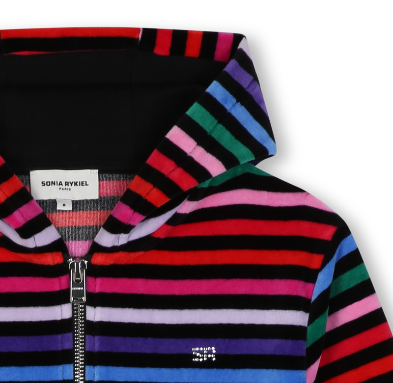 Velvet hooded cardigan SONIA RYKIEL 
                        GIRL