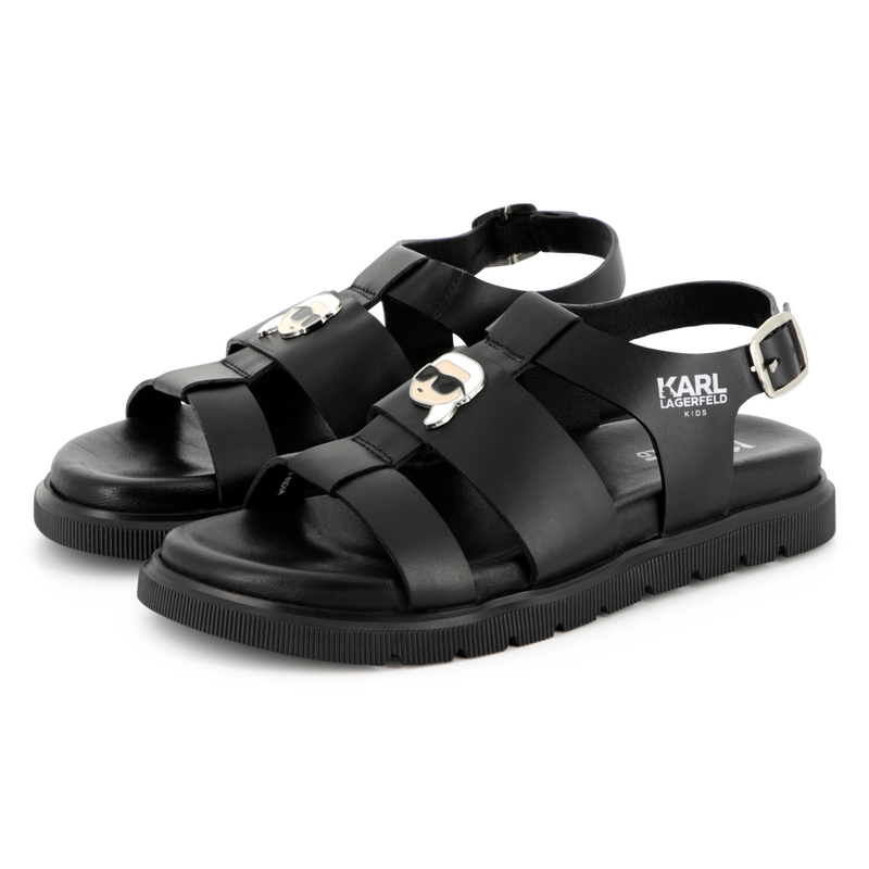 Buckled leather sandals KARL LAGERFELD KIDS 
                        GIRL