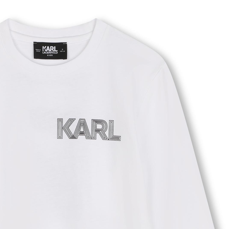 Long-Sleeved Cotton T-Shirt KARL LAGERFELD KIDS 
                        BOY