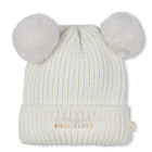 Double pompom beanie, IVORY, hi-res