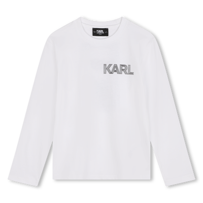 Long-Sleeved Cotton T-Shirt KARL LAGERFELD KIDS BOY