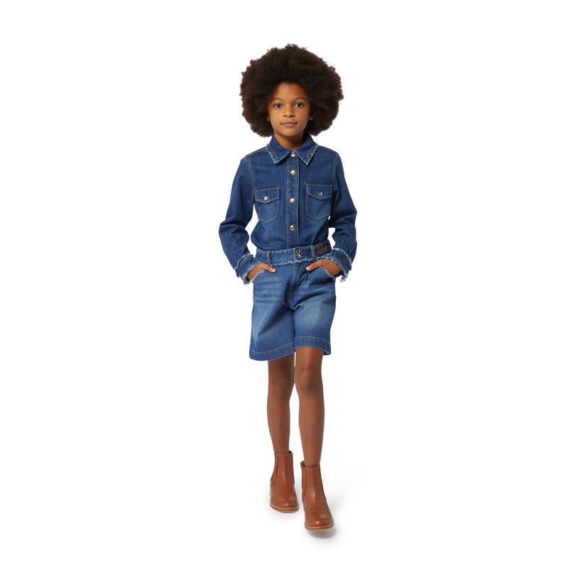 Fringed Collar Denim Shirt CHLOE 
                    GIRL