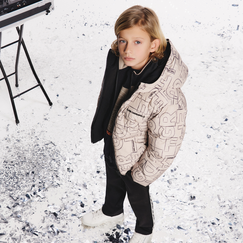 Reversible hooded down jacket KARL LAGERFELD KIDS 
                        BOY