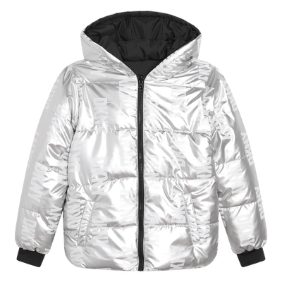 Dkny silver puffer jacket on sale