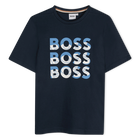 Short-sleeved cotton T-shirt, NAVY, hi-res