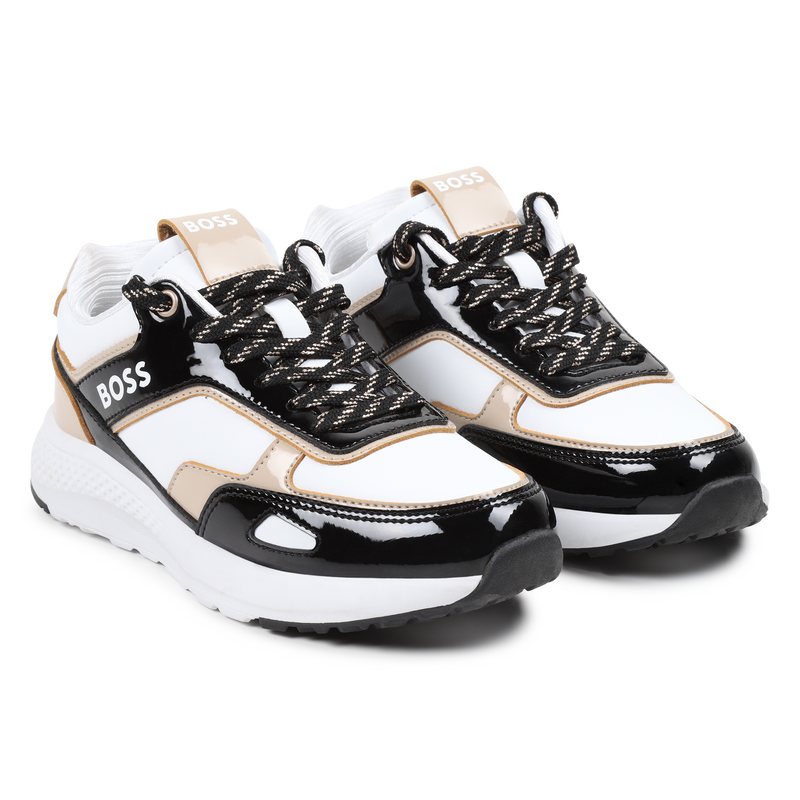 Patent lace-up sneakers