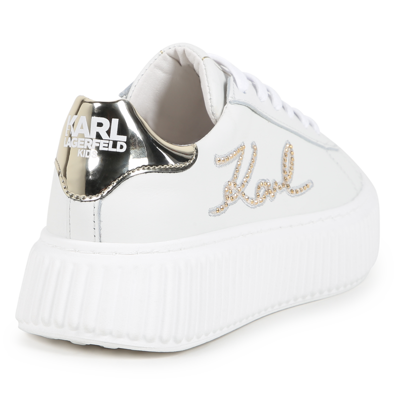 Leather Lace-Up Sneakers KARL LAGERFELD KIDS 
                    GIRL
