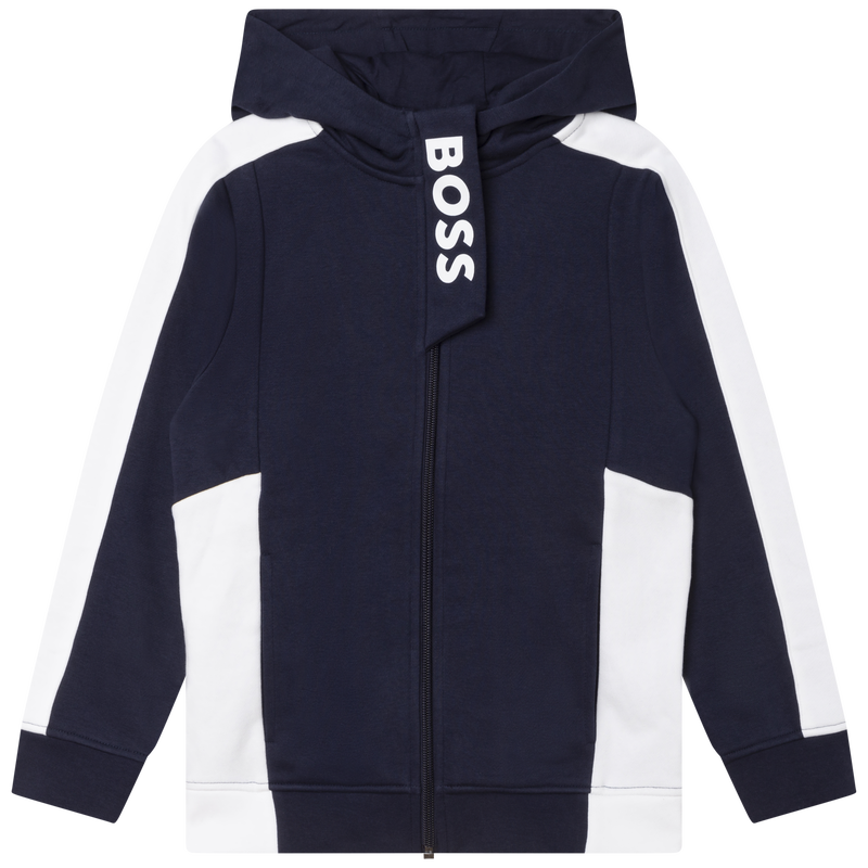 Hugo boss navy zip hoodie discount