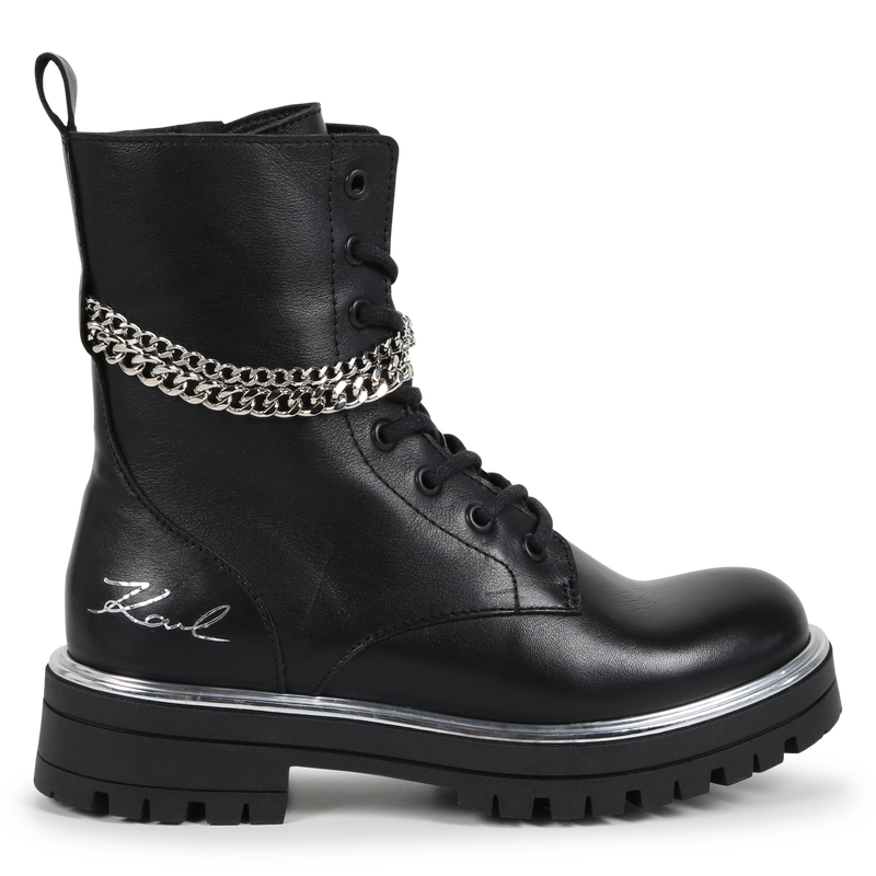 Leather Chain Ankle Boots KARL LAGERFELD KIDS 
                        GIRL
