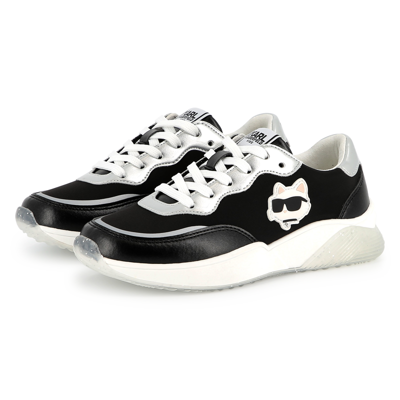 Lace-up sneakers with badge KARL LAGERFELD KIDS 
                        GIRL