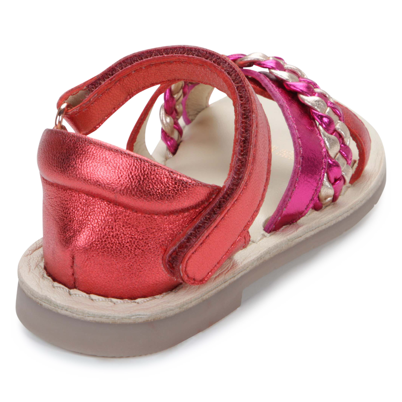 Leather hook-and-loop sandals