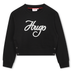 Round neck sweatshirt, BLACK, hi-res