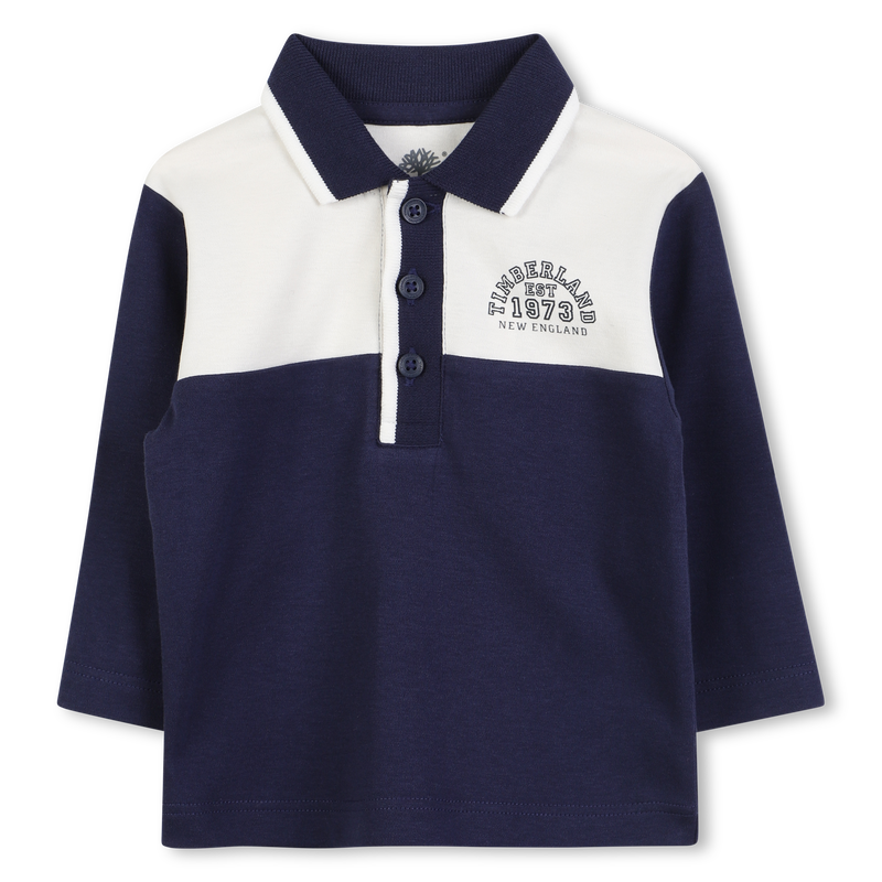 Two-tone cotton polo shirt with ribbed edge TIMBERLAND 
                    BOY