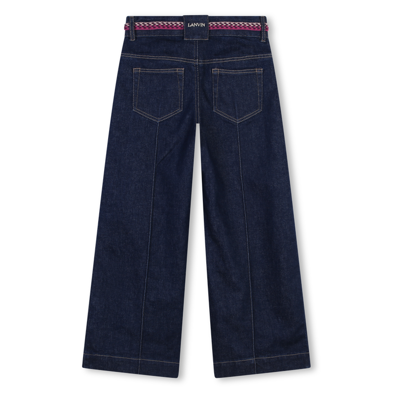 Trimmed Flared Pleated Jeans