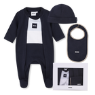 Pyjama set, hat, and bib, NAVY, hi-res