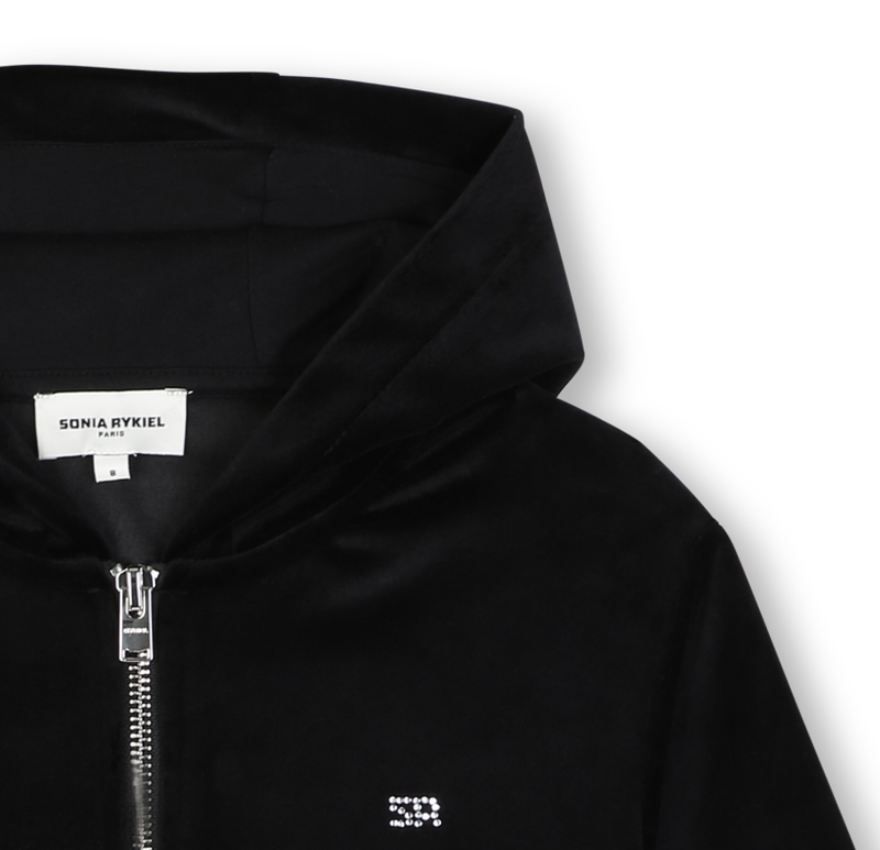 Velvet hooded cardigan SONIA RYKIEL 
                        GIRL