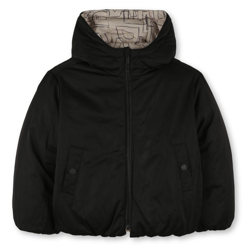 Reversible hooded down jacket KARL LAGERFELD KIDS 
                    BOY