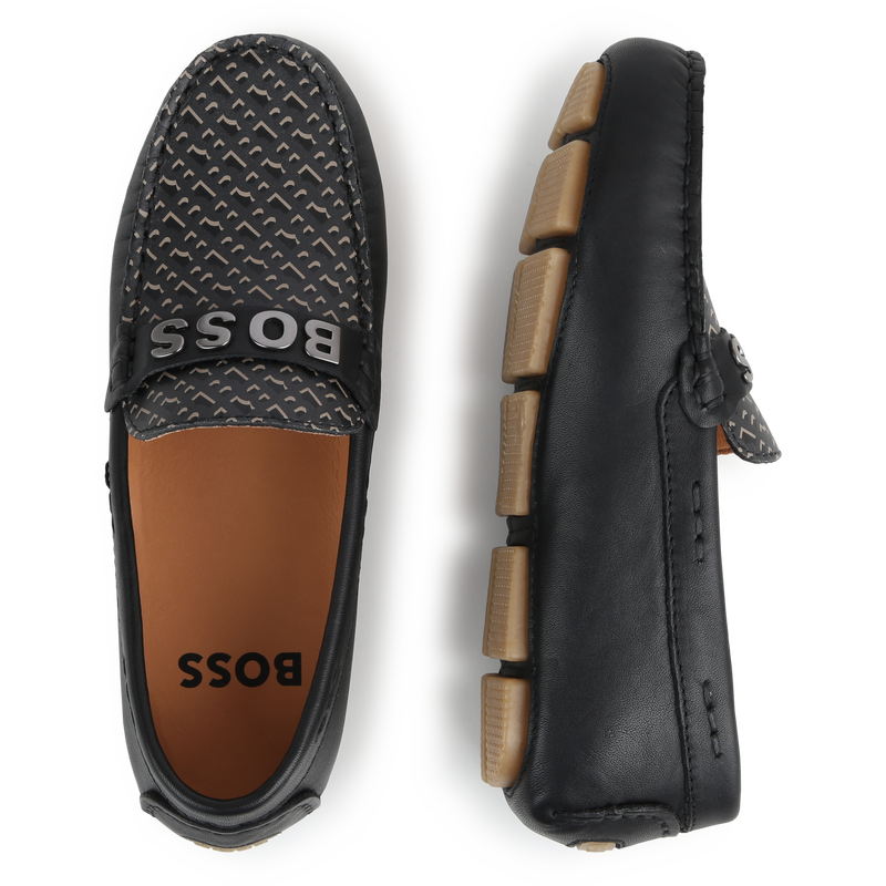 BOSS Printed leather loafers