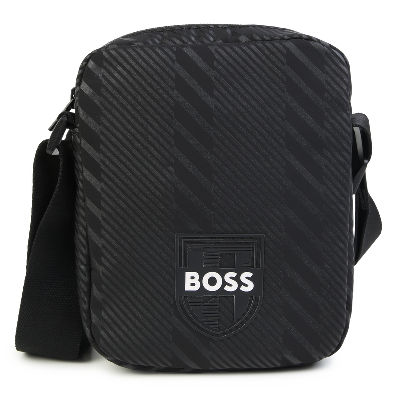 Printed zip up shoulder bag