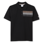 Straight polo with stripes, BLACK, hi-res