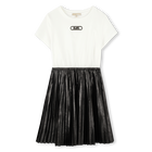Short-sleeved dress, OFF WHITE  BLACK, hi-res