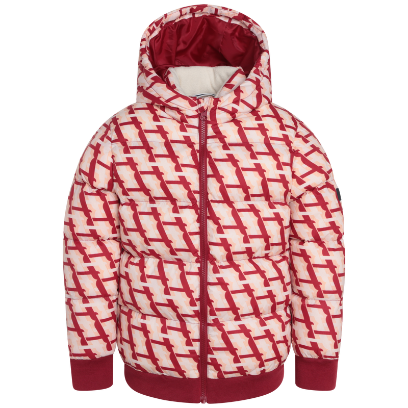 Printed hooded puffer jacket