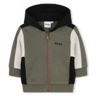Hooded cardigan, GREEN, hi-res
