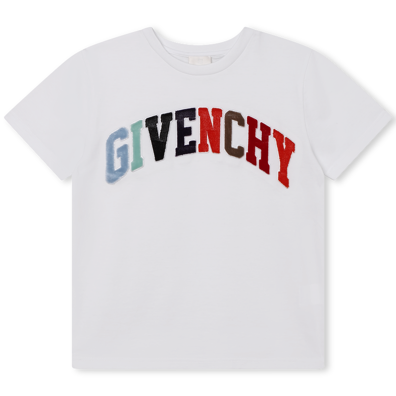 Velvet-patch cotton T-shirt GIVENCHY 
                    BOY