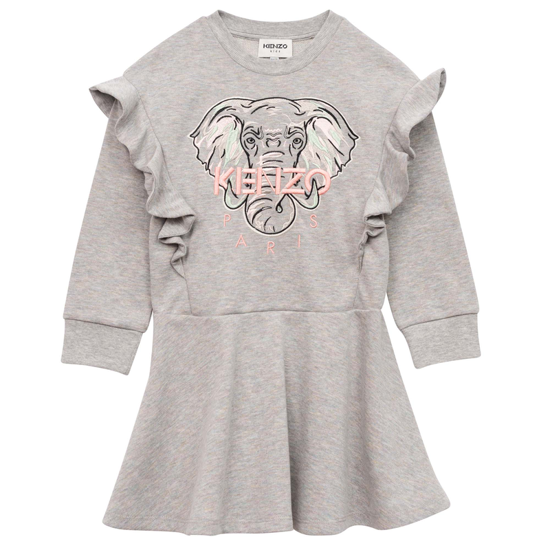 Ruffled fleece sweatshirt dress