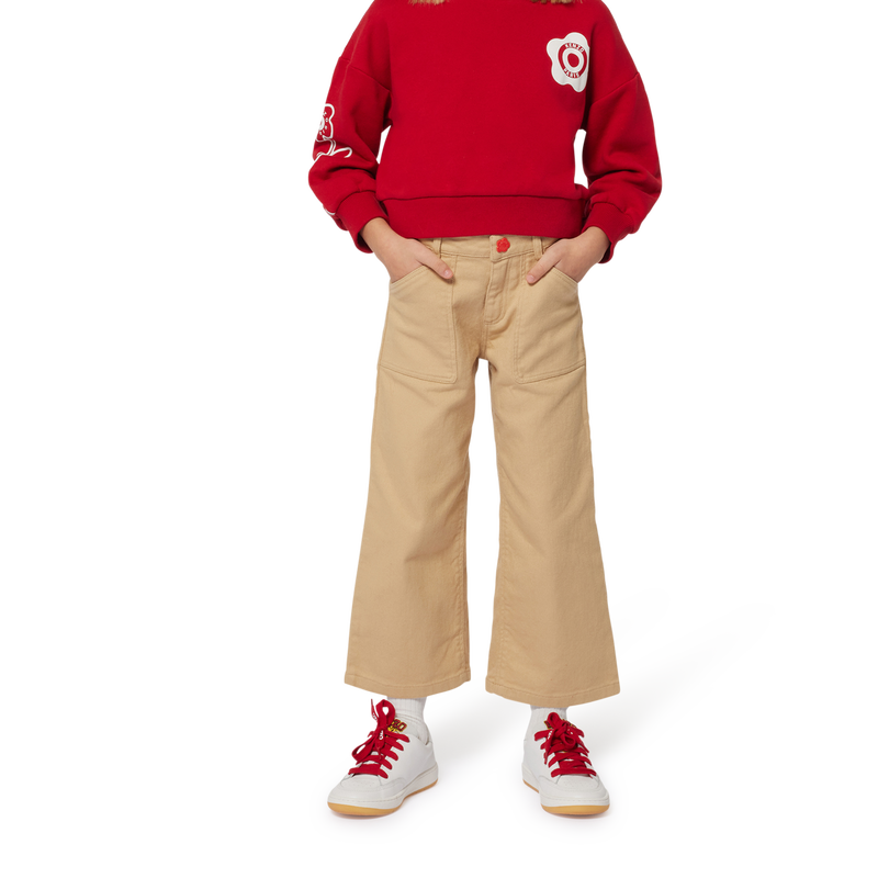 Flared Cotton Trousers KENZO KIDS 
                        GIRL