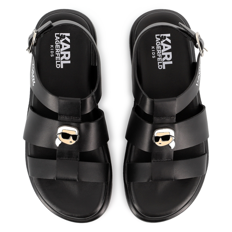 Buckled leather sandals KARL LAGERFELD KIDS 
                        GIRL