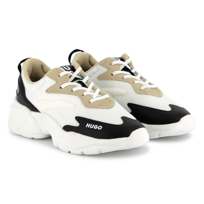 Bi-material lace-up sneakers HUGO 
                        BOY