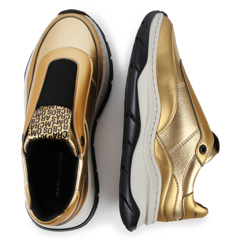 Gold Tone Fabric Sneakers