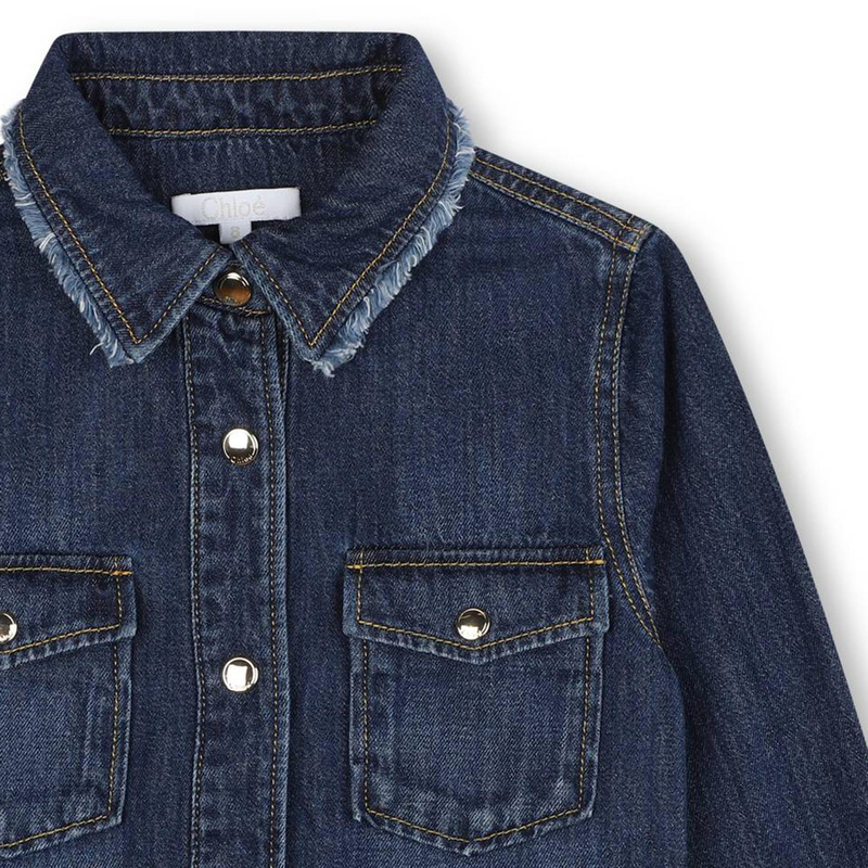 Fringed Collar Denim Shirt CHLOE 
                    GIRL