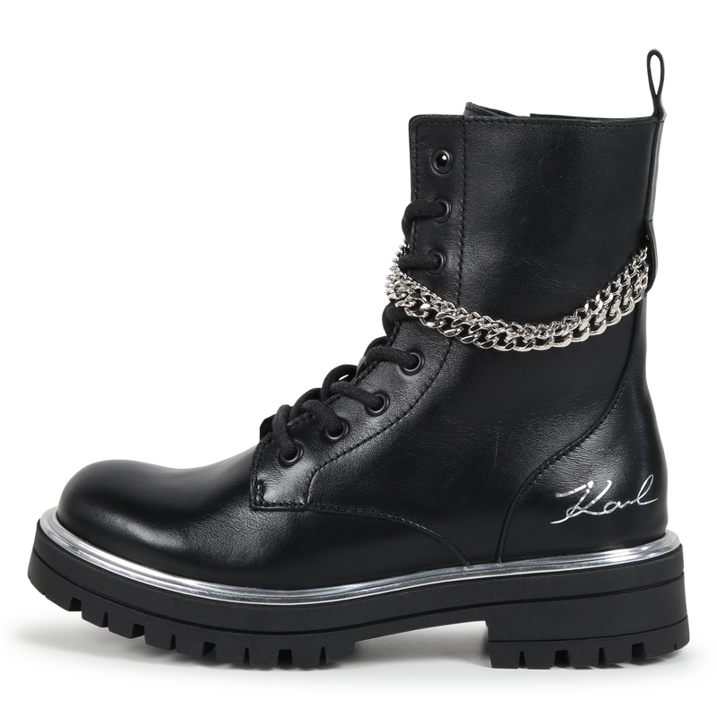 Leather Chain Ankle Boots KARL LAGERFELD KIDS 
                    GIRL