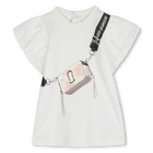 Short-sleeved cotton dress, IVORY, hi-res