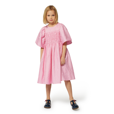 Embroidered cotton satin dress KENZO KIDS GIRL